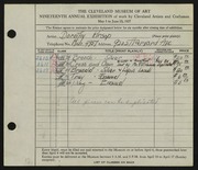 Entry card for Kirsop, Dorothy for the 1937 May Show.