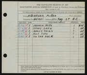Entry card for Miller, H. Garver for the 1937 May Show.