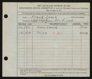Entry card for Speck, Frank for the 1937 May Show.