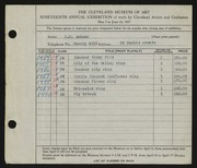 Entry card for Zabner, Israel P. for the 1937 May Show.