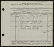 Entry card for Czechowski, Chester V. for the 1938 May Show.