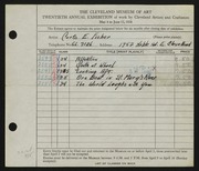 Entry card for Fisher, Curtis E. for the 1938 May Show.