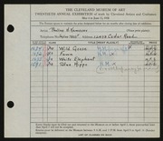 Entry card for Kamerer, Pauline H. for the 1938 May Show.