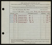 Entry card for Miller, H. Garver for the 1938 May Show.