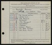 Entry card for Morrow, Charlotte for the 1938 May Show.