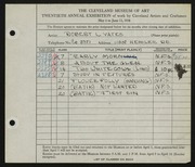 Entry card for Yates, Robert L. for the 1938 May Show.