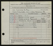 Entry card for Fox, Estella N. for the 1939 May Show.