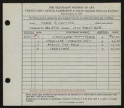 Entry card for Lauffer, Erwin O. for the 1939 May Show.