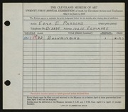 Entry card for Parsons, Edna E. for the 1939 May Show.