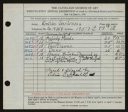 Entry card for Scrivens, Emilie, and Eckhard, Edris for the 1939 May Show.