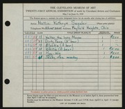 Entry card for Sessler, Hattie Kathryn for the 1939 May Show.