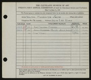 Entry card for Smith, Walter Harrison for the 1939 May Show.