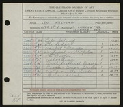 Entry card for Woloshin, Leo for the 1939 May Show.