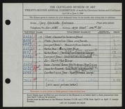 Entry card for Andrews, Mary Adelaide Fulton for the 1940 May Show.