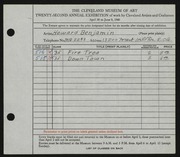 Entry card for Benjamin, Howard W. for the 1940 May Show.