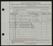 Entry card for Blazys, Alexander for the 1940 May Show.
