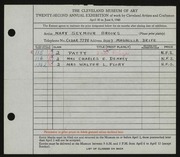 Entry card for Brooks, Mary Semour for the 1940 May Show.