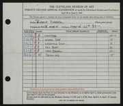 Entry card for Bundasz, Rudolph for the 1940 May Show.