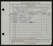 Entry card for Duke, Jules for the 1940 May Show.