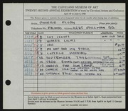 Entry card for Flory, Phoebe for the 1940 May Show.