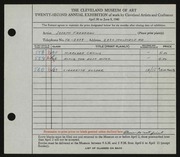 Entry card for Freedson, Joseph for the 1940 May Show.