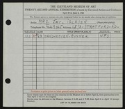 Entry card for Iglauer, Mrs. Jay for the 1940 May Show.