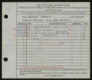 Entry card for Imhoff, Helen for the 1940 May Show.