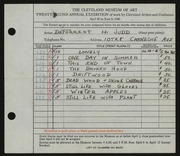 Entry card for Judd, DeForrest H. for the 1940 May Show.