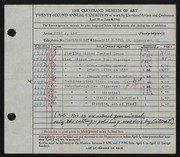 Entry card for Lee, Fred J. for the 1940 May Show.