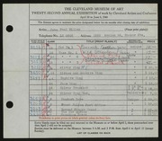 Entry card for Miller, John Paul for the 1940 May Show.