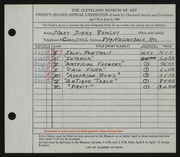 Entry card for Remley, Mary Dirks for the 1940 May Show.