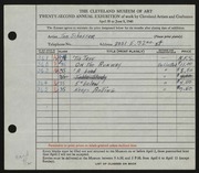 Entry card for Schaffer, Tom for the 1940 May Show.