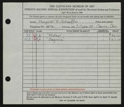 Entry card for Schauffler, Margaret Reynolds for the 1940 May Show.