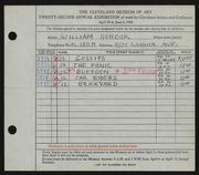 Entry card for Schock, William for the 1940 May Show.