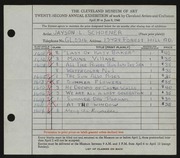 Entry card for Schoener, Jason for the 1940 May Show.