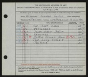 Entry card for Seeler, Katherine Schiefer for the 1940 May Show.