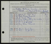 Entry card for Sessler, Hattie Kathryn for the 1940 May Show.