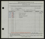 Entry card for Smith, Howard for the 1940 May Show.