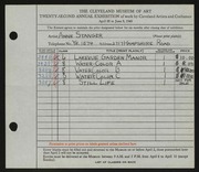 Entry card for Stanger, Anne for the 1940 May Show.