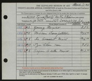 Entry card for Tyson, Alyse for the 1940 May Show.