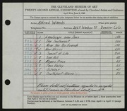Entry card for Wands, Alfred J. for the 1940 May Show.