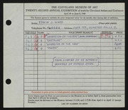 Entry card for Ward, Edwin J. for the 1940 May Show.