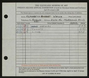 Entry card for Welch, Elizabeth Reinhart for the 1940 May Show.