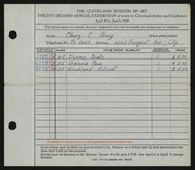 Entry card for Wong, Chung C. for the 1940 May Show.