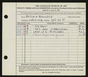 Entry card for Browning, Victoria for the 1941 May Show.