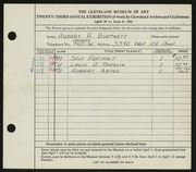 Entry card for Burtnett, Robert R. for the 1941 May Show.