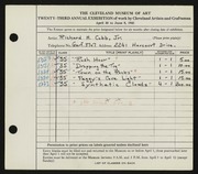 Entry card for Cobb, Richard Henry, Jr. for the 1941 May Show.