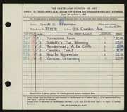 Entry card for Grasmehr, Donald William for the 1941 May Show.