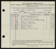 Entry card for Grauer, William C. for the 1941 May Show.