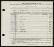 Entry card for Hexter, Paul Louis for the 1941 May Show.